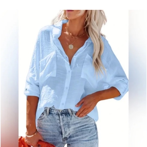 BREEZY LANE BUTTON FRONT SHIRT & COVER-UP - Picture 5 of 14